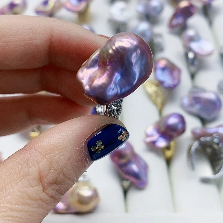 银S925镶嵌耳饰淡水珍珠