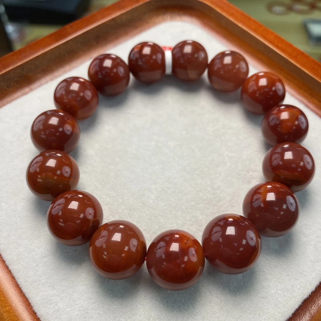 瓦西南红（云端）妖牛血红圆珠手串15mm 多样性发一