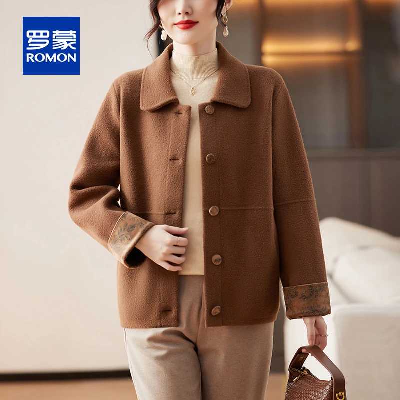 罗蒙新中式妈妈秋装毛呢外套女2025新款中老年人高贵短款呢子上衣