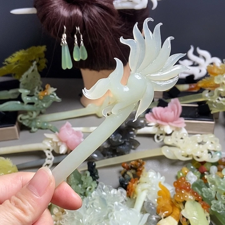 岫玉未镶嵌发簪发簪