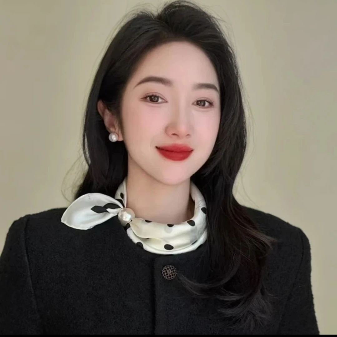 2025新款珍珠项链巾夏天百搭神器磁吸扣发带护颈项链防风配饰丝巾