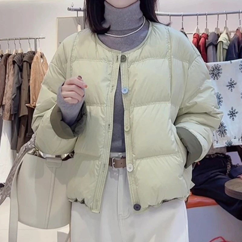 2025冬季新款宽松圆领显瘦棉衣女韩系气质多巴胺设计保暖棉服外套