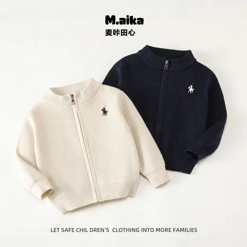 DX106男童新款长袖立领毛衣秋冬款保暖厚实休闲百搭儿童外套