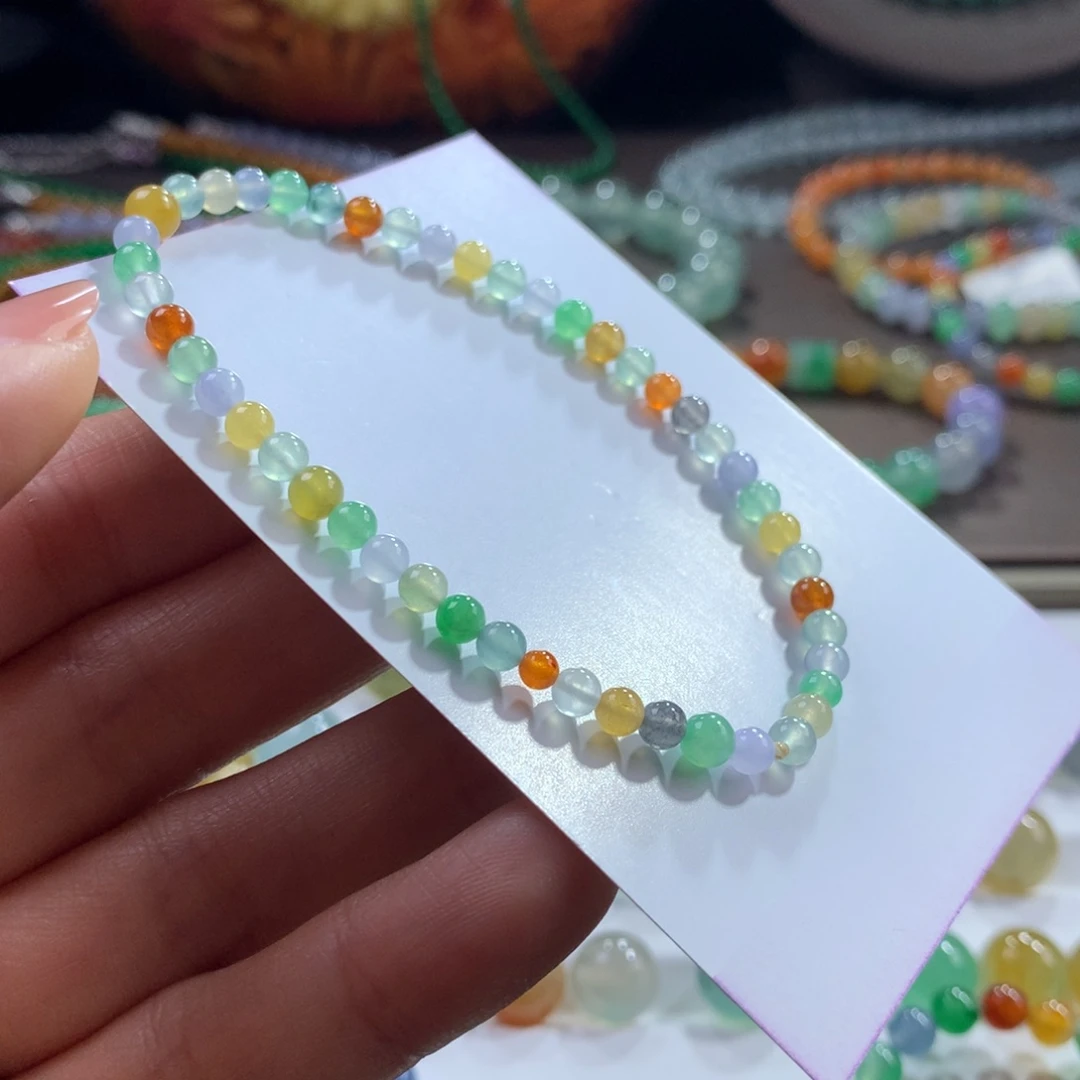 翡翠未镶嵌手链冰透多宝小米卡3.2-5