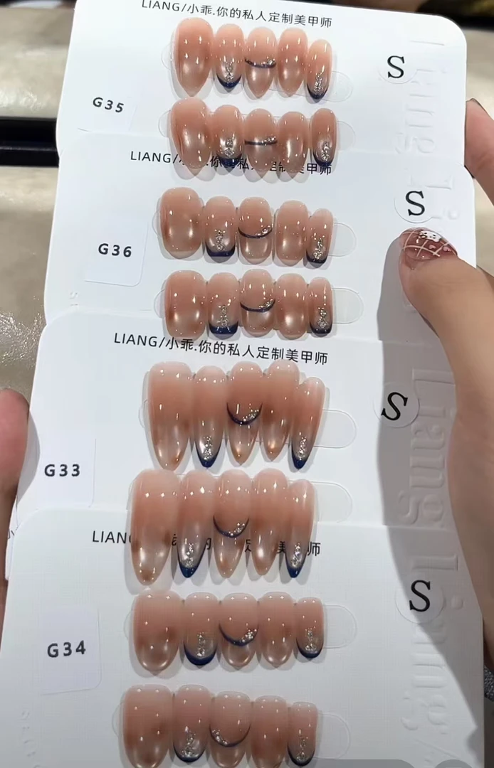 【蓝纹琥珀】高端 纯手工 定制 穿戴甲 轻奢美甲显白气质穿戴式