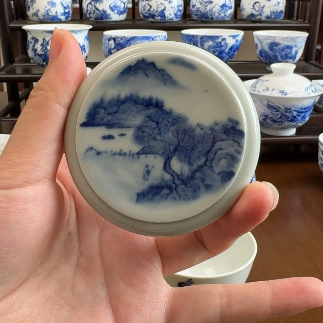 穿***云柴窑千杯山水盖置