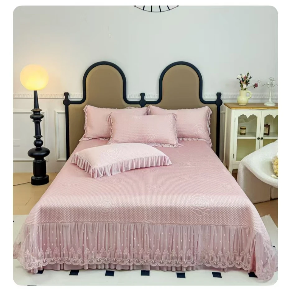 软席豆豆冰丝凉席高分子乙纶全凉感欧式床裙1.5/1.8床/2.0床用-金