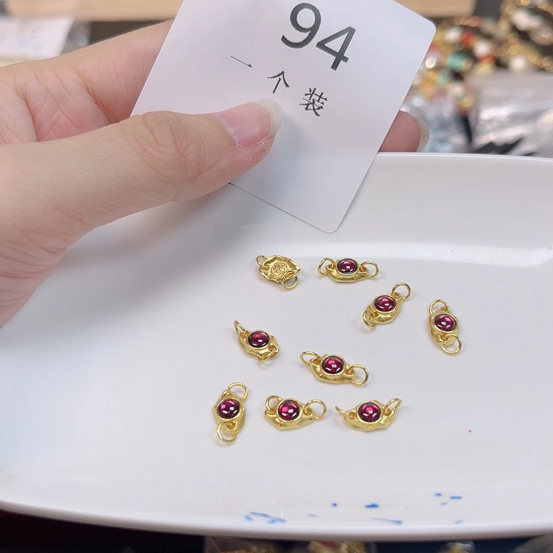 水晶珠宝半成品银S925镀金镶嵌94 。