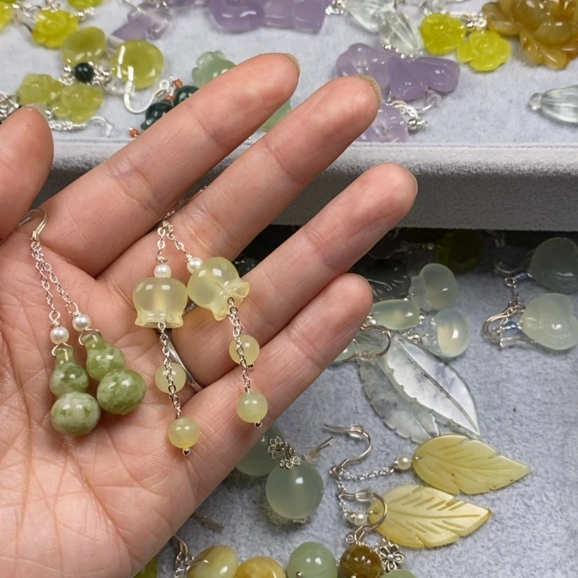 【闪购商品】蛇纹石玉挂件耳饰耳环项链未镶嵌水**青