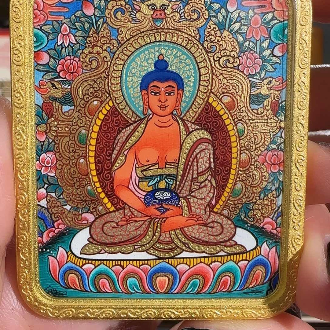 装裱画纯手绘天然矿料 阿弥 普华东智绘