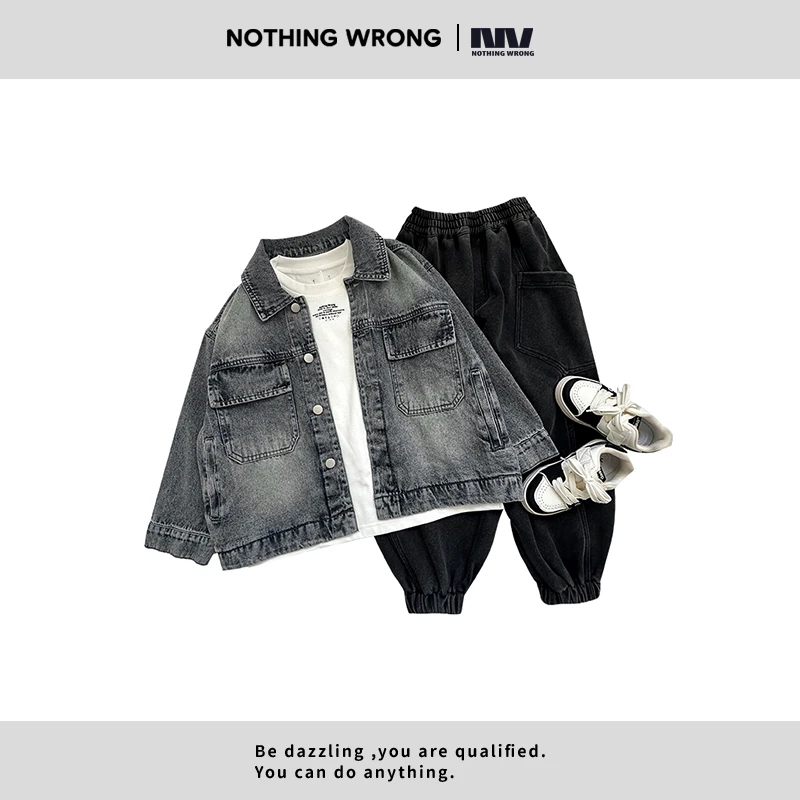 NW【软】青少年春季时尚韩版男儿童休闲中大童牛仔外套 CY-NW039