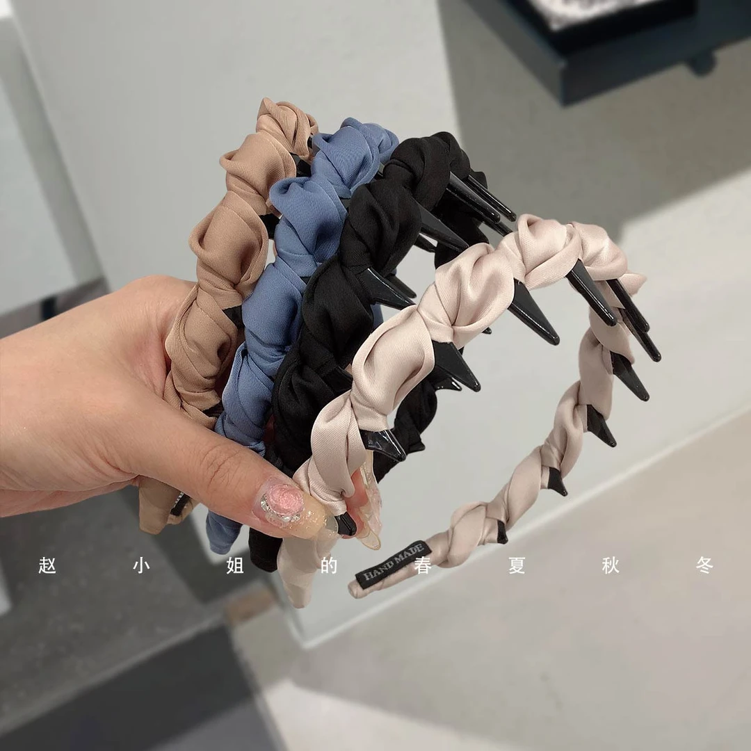 小众饰品纯色百搭布艺缠绕带齿蓬松高颅顶2025新款小香风减龄发箍