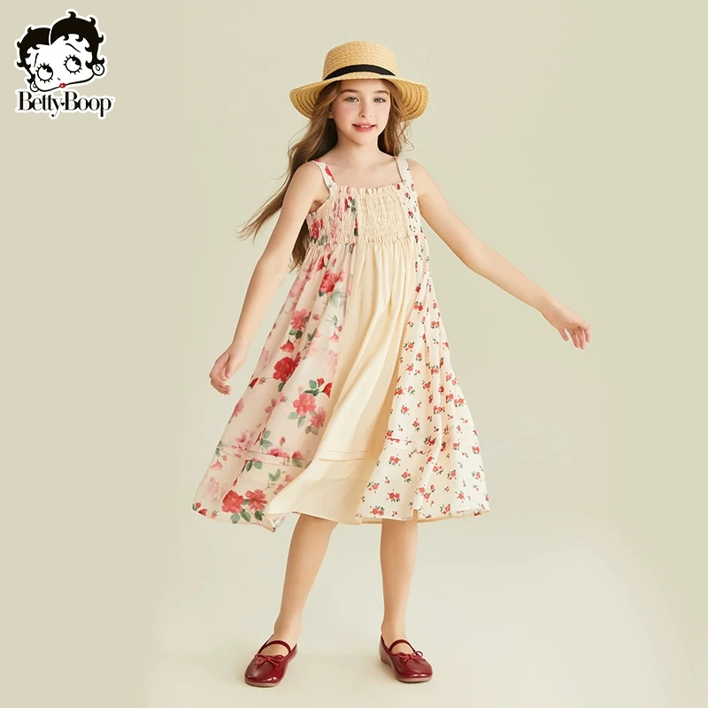 贝蒂童装女童雪纺吊带连衣裙2025年夏季新品儿童中大童裙子25398