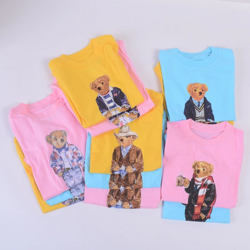 002男女童中大童短袖圆领T恤 小熊系列男童纯棉夏装 有标