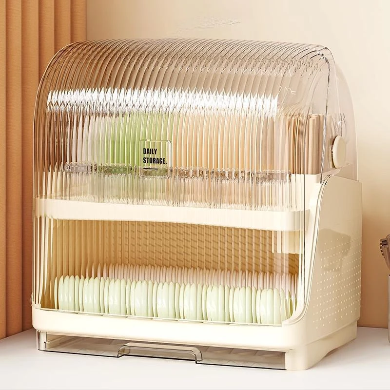 星优厨房置物架家用多层防尘碗筷收纳盒沥水碗柜双层碗碟收纳架子