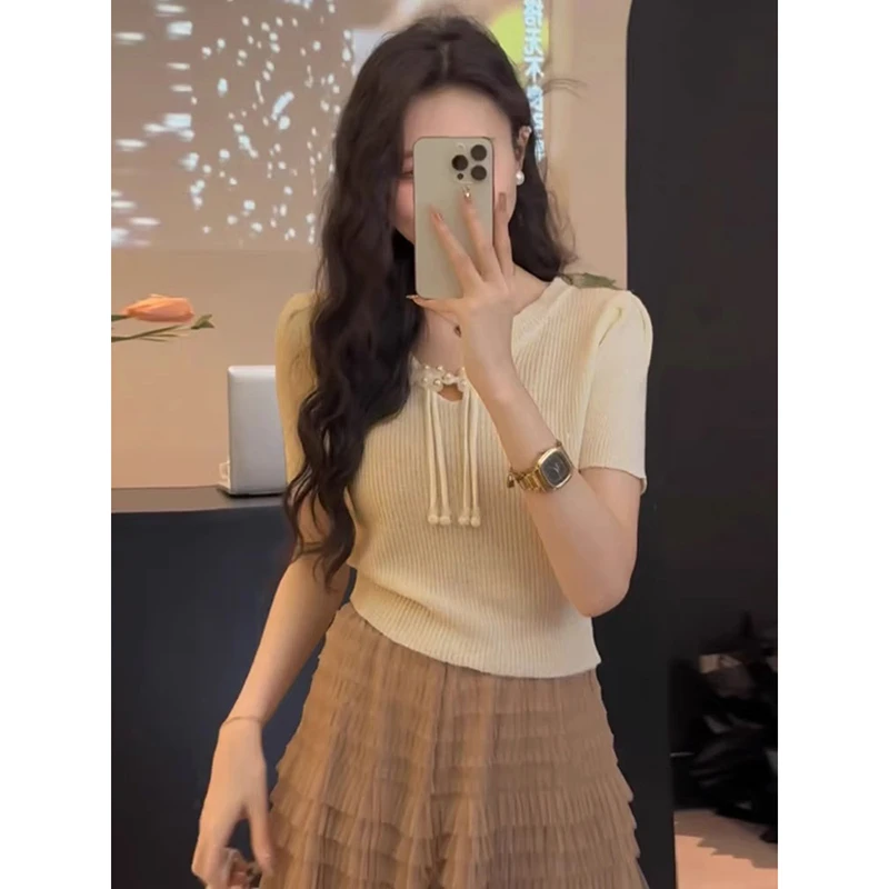 【杏色】3005超柔软高品质圆领短袖上衣