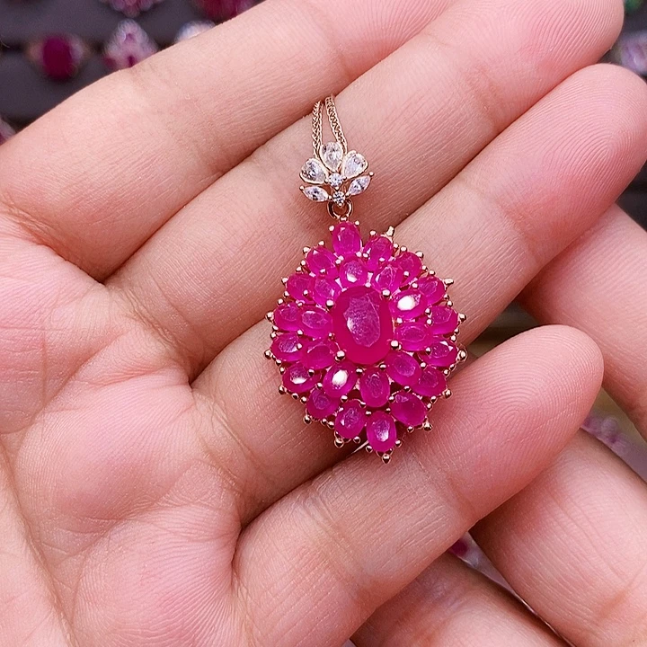 颈饰银S925镶嵌红宝石