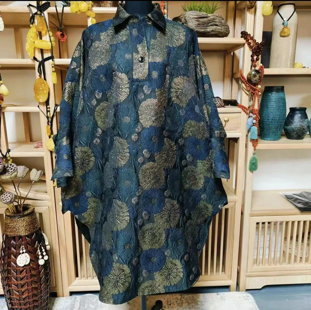 凤来兮私人定制三色花浮雕暗纹纽扣收口衬衫(NF101)