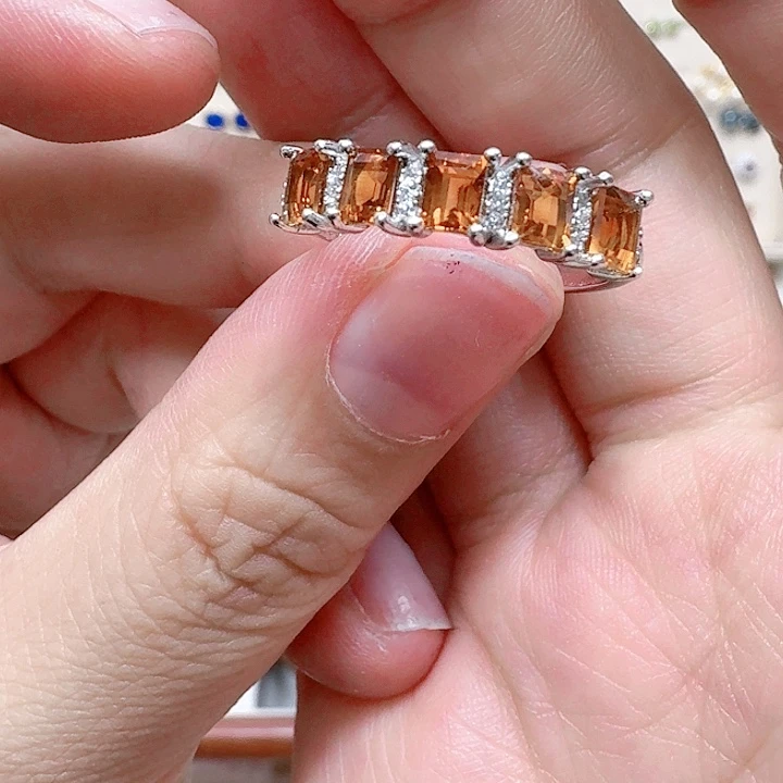 水晶耳饰银S925镶嵌戒指