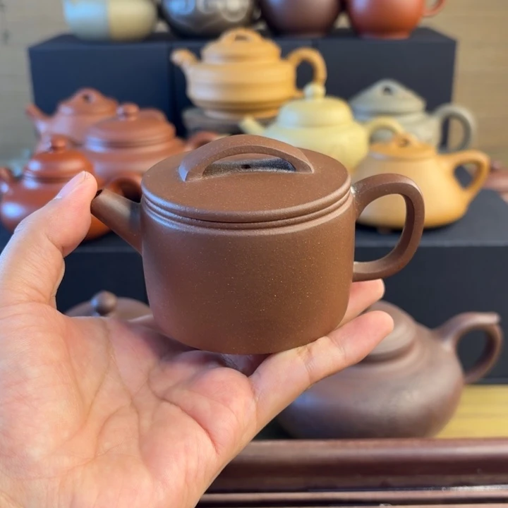 紫砂茶壶孤品微瑕千禧紫泥半手