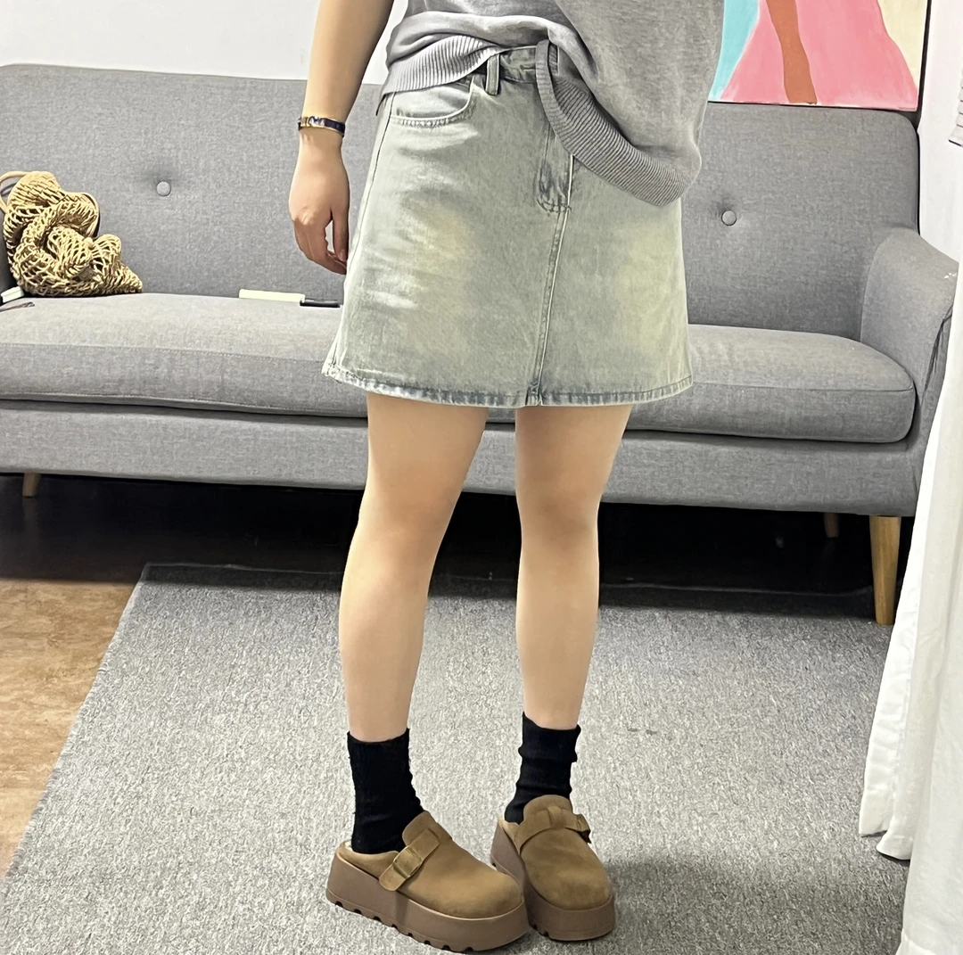 胖丁家复古牛仔半身裙女夏季胖mm宽松显瘦高腰A字短裙子