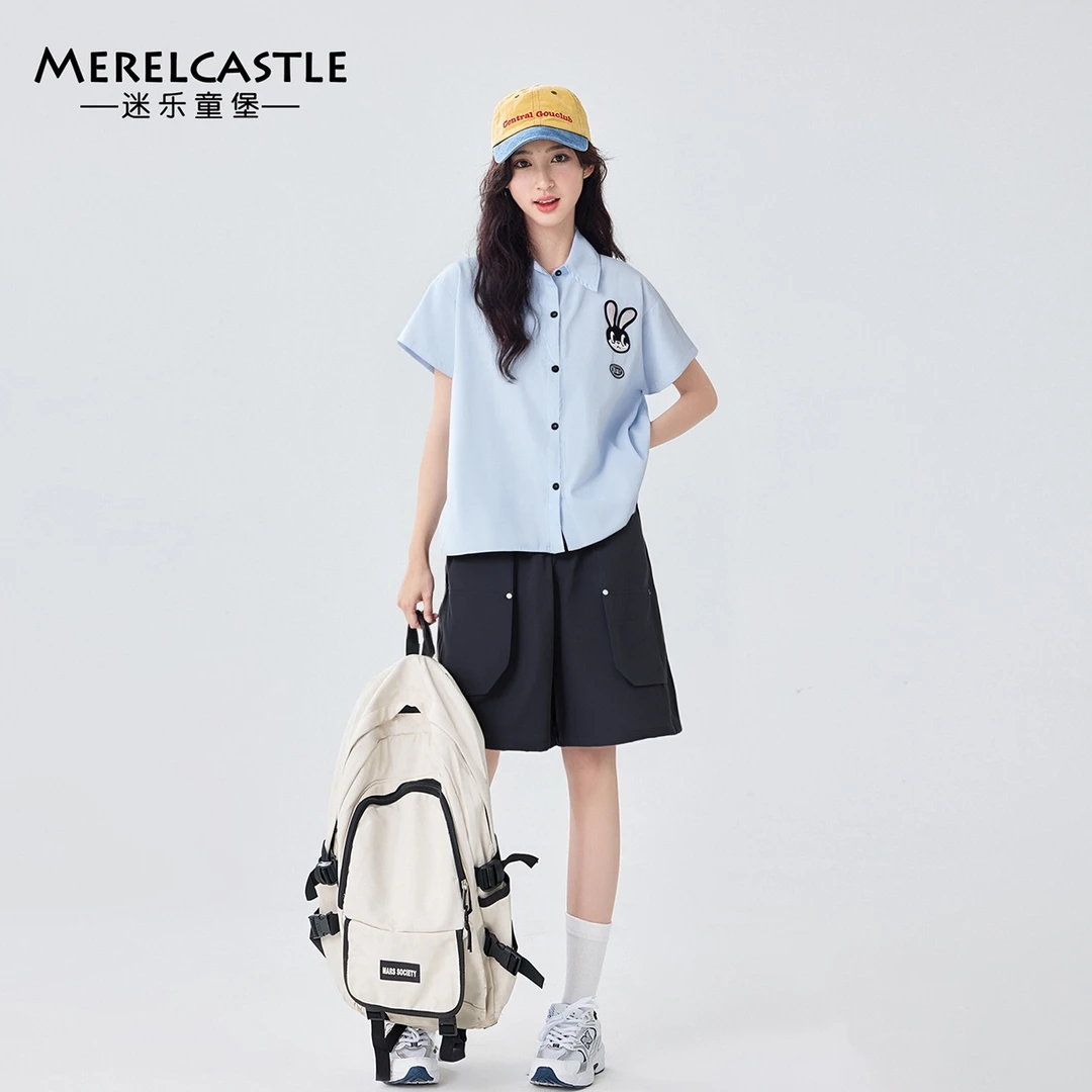 C5734女童痞帅风衬衫套装