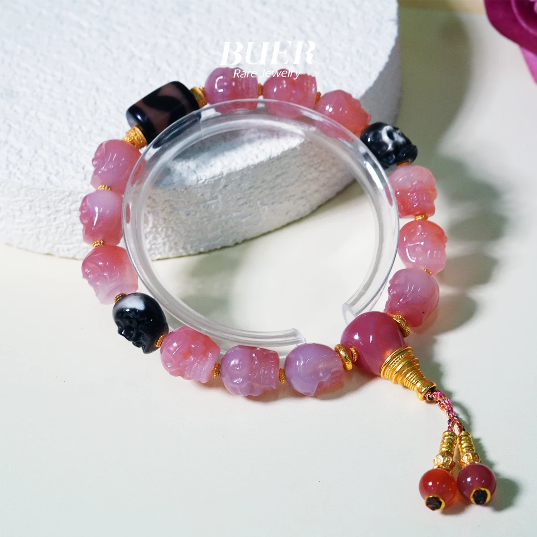 【不二】粉糯玛瑙三通DIY手串（多样性发）
