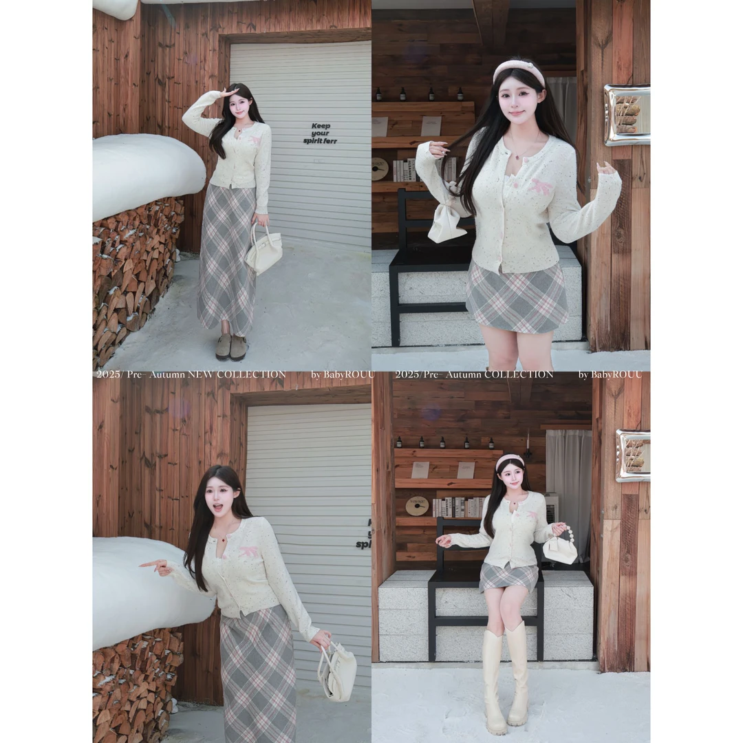 【甜味预科生】温与柔韩系慵懒风秋季宽松显瘦开衫半裙套装