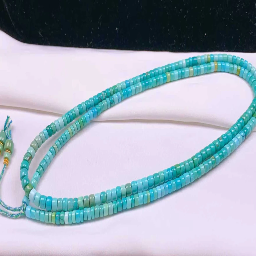 原矿高瓷高色炫彩精工绿松石直切药片隔片项链,4.2mm,总长70cm