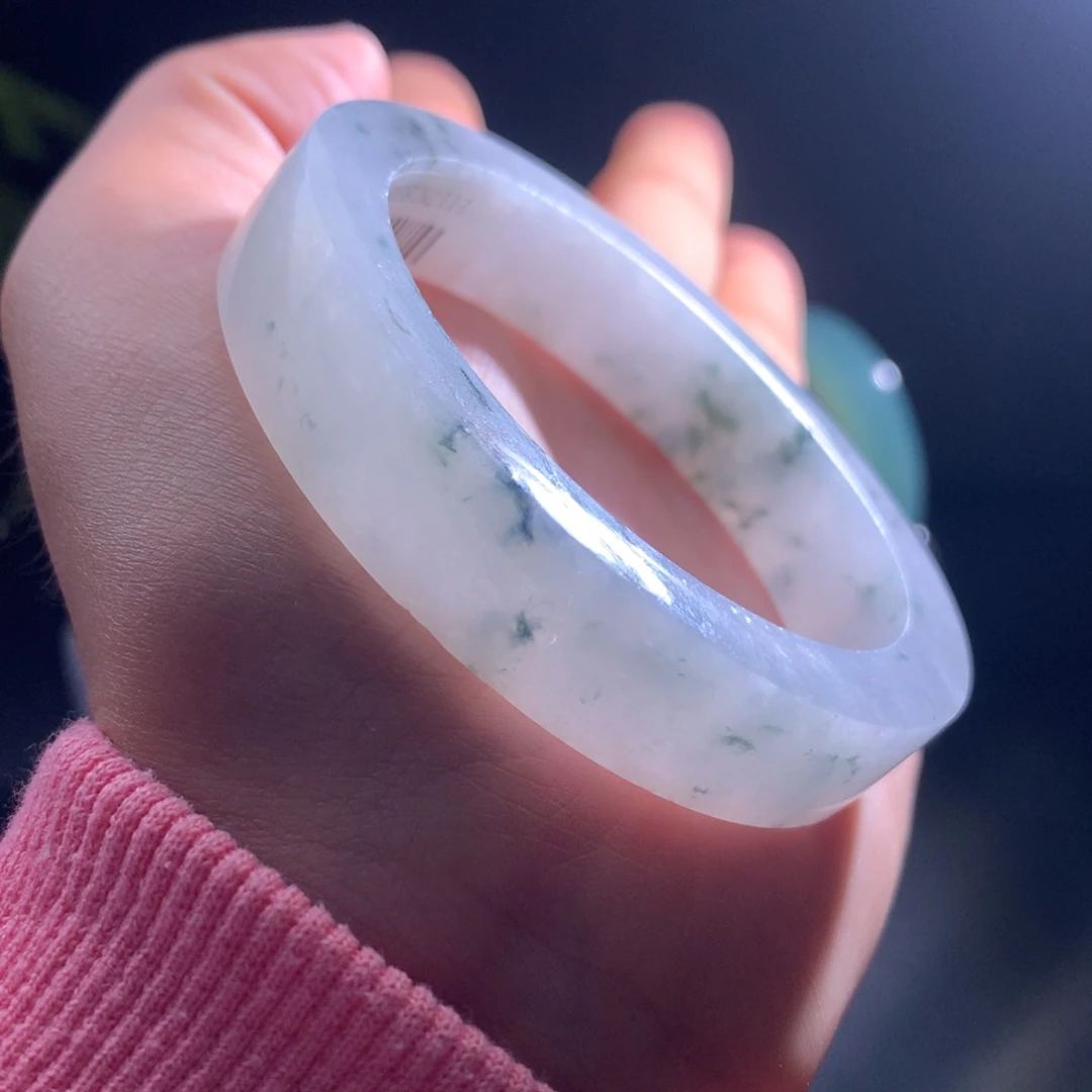 未镶嵌手镯定制翡翠冰飘花53-55贵妃