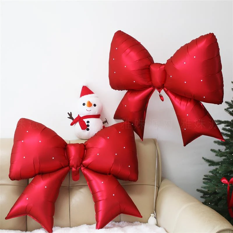 蝴蝶结气球红色大号铝膜女孩生日写真道具橱窗门头场景圣诞装饰品