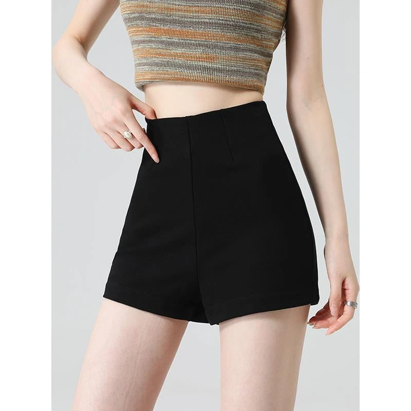 黑色弹力短裤女新款西装小个子A字显瘦外穿高腰辣妹大码微胖热裤