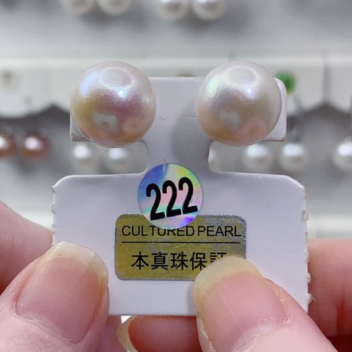 淡水珍珠耳饰银S925镶嵌12+A