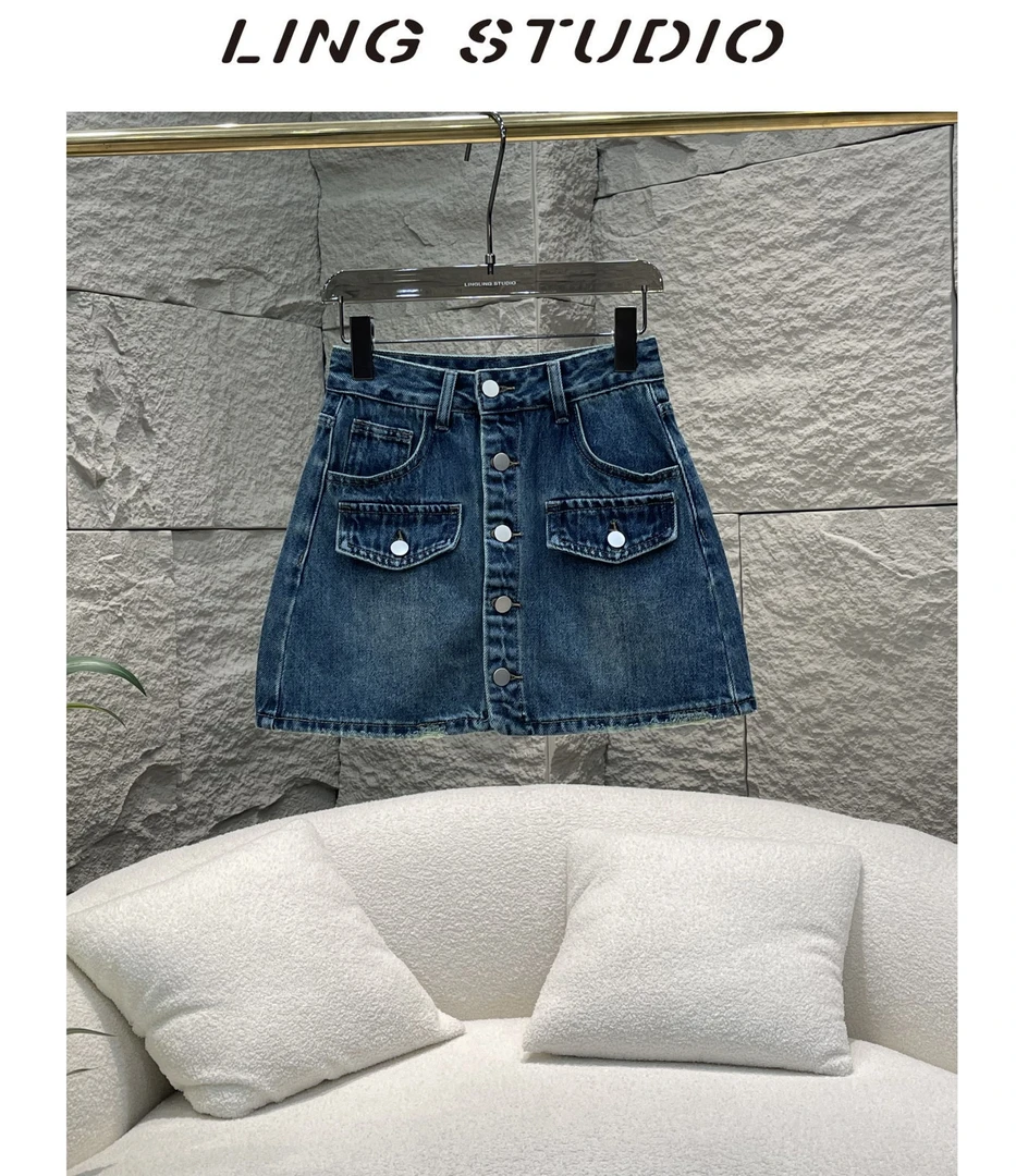 3123079-零零『』2024春夏纯色牛仔短裙