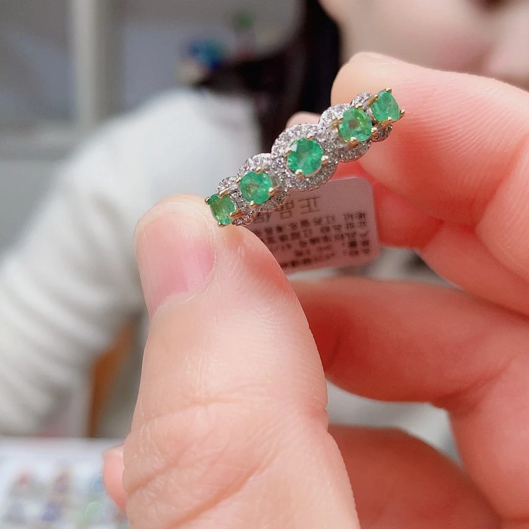 祖母绿戒指银S925镶嵌