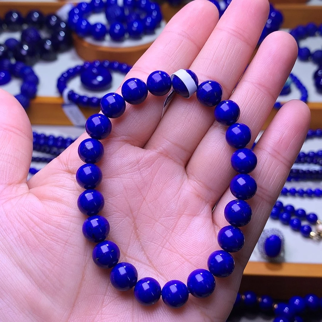 薄****青金石未镶嵌手串8m高品紫药水1817