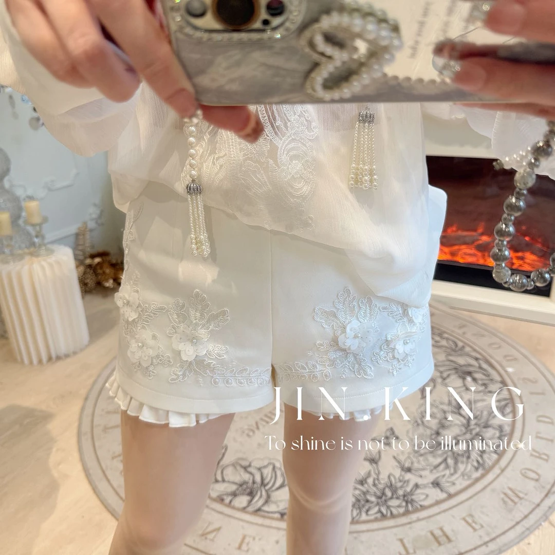 【JIN_KING】女装裙裤包臀精致短裙半身裙时髦夏季女蕾丝短裤J0064