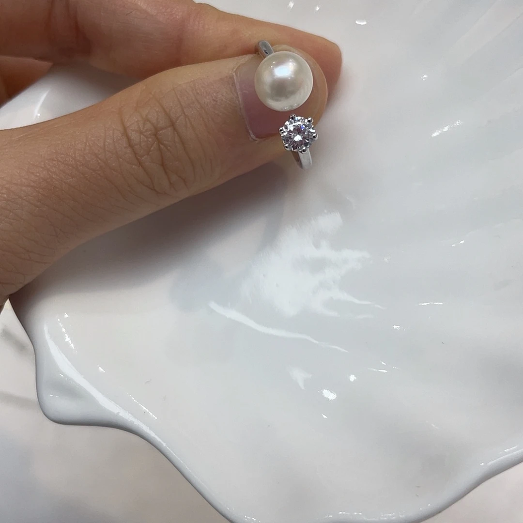 海水珍珠银S925镶嵌戒指