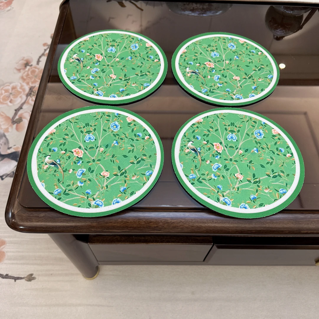 【拍一发四】雀嬉繁花硅藻泥餐垫复古家用创意杯碗垫