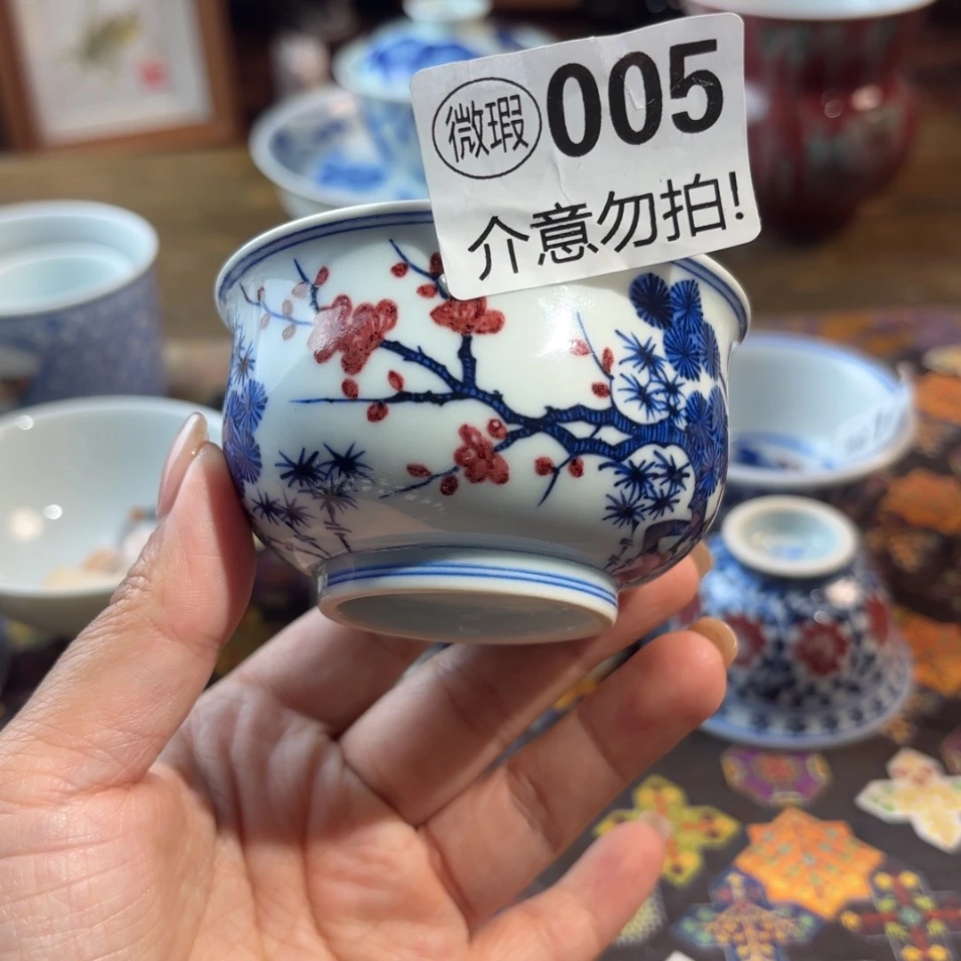 陶孤品青花手绘杯杯杯