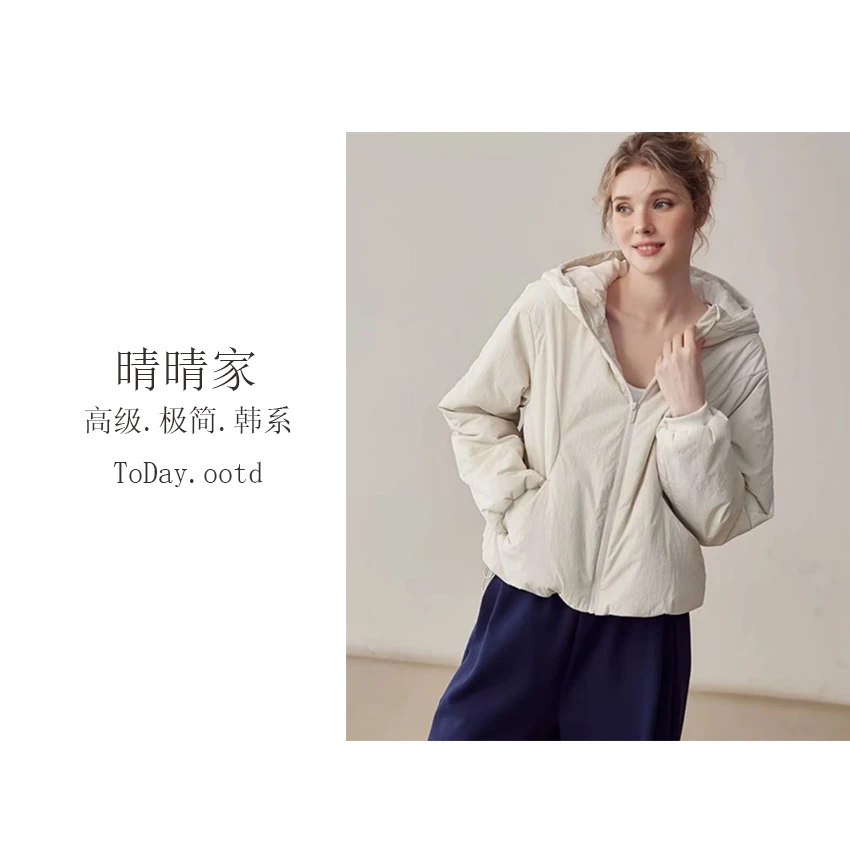 晴晴家-【首尔早茶】韩系时尚连帽瑜伽秋冬短款棉服外套H627