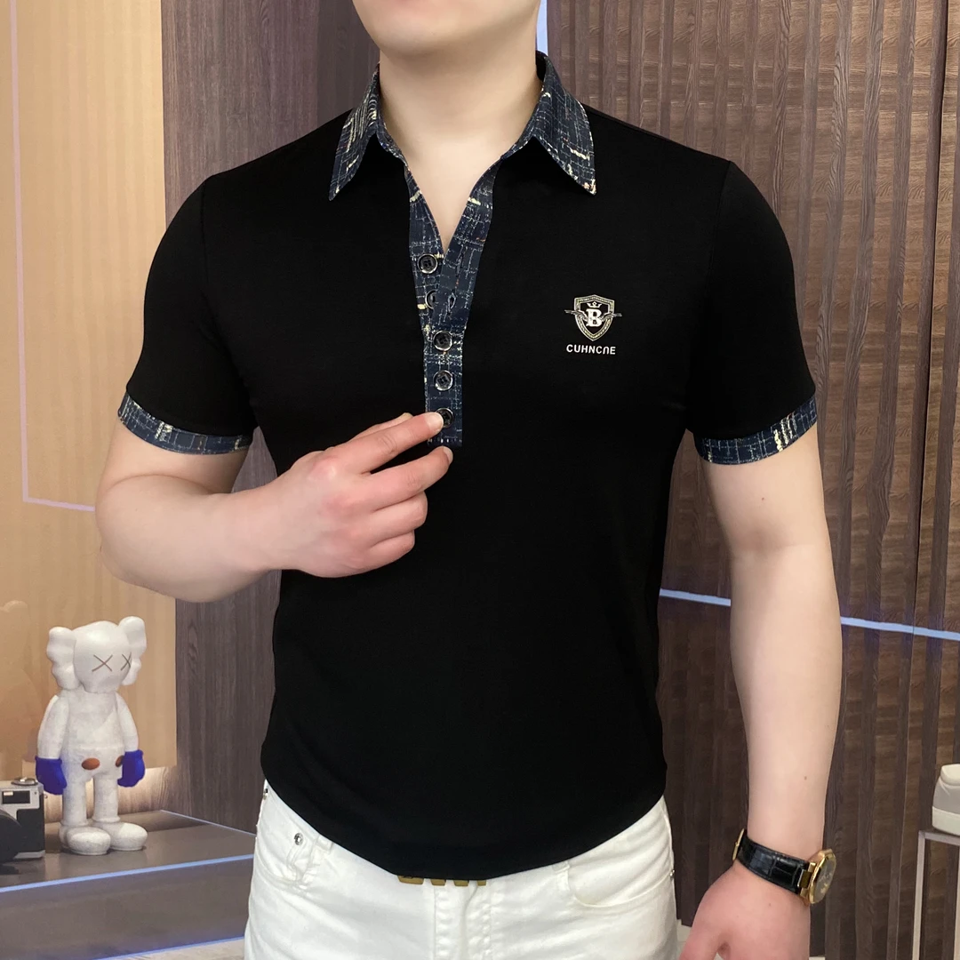 2025夏季深海水手Polo衫男士轻奢百搭高品质个性翻领修身半袖休闲