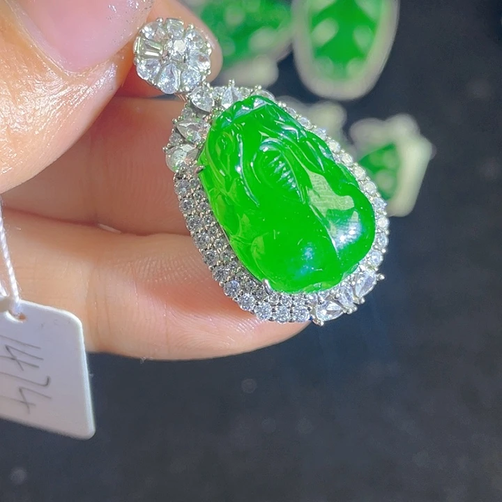 翡翠银S925镶嵌吊坠(不含链)