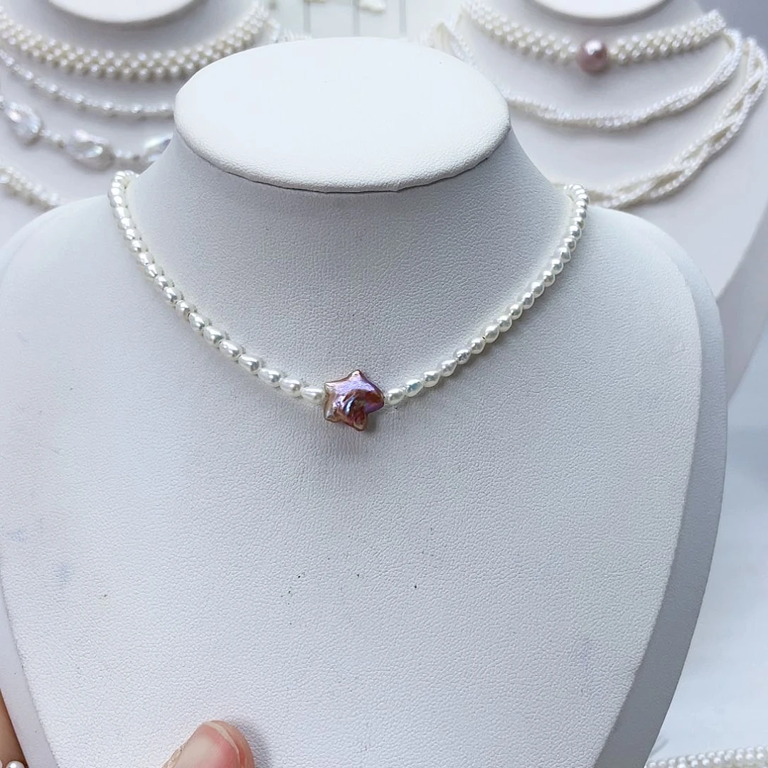 颈饰银S925镶嵌淡水珍珠