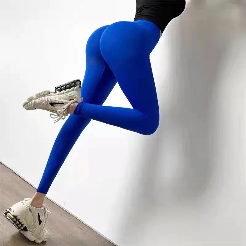 新款塑形高腰提臀瑜伽裤运动打底裤跑步健身裤弹力裸感紧身裤外穿
