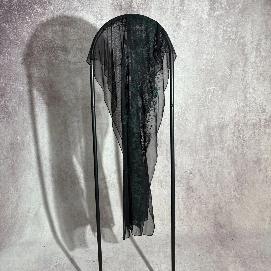 【山海轻奢】48945新款绿色刺绣百搭设计师款时尚围巾