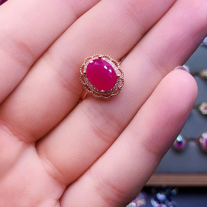 银S925镶嵌戒指红宝石