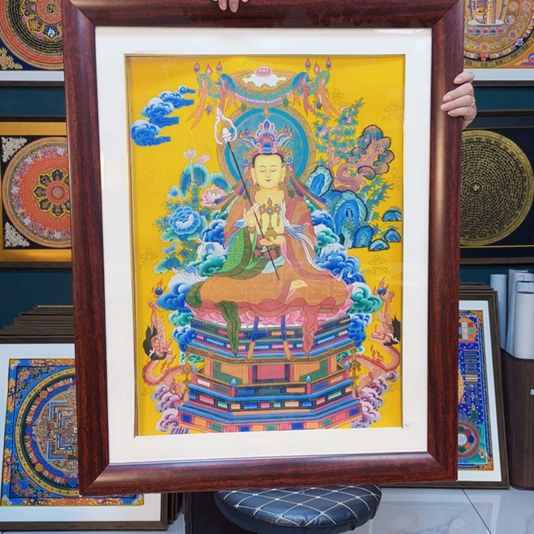 卷轴画手绘唐卡 地藏带框