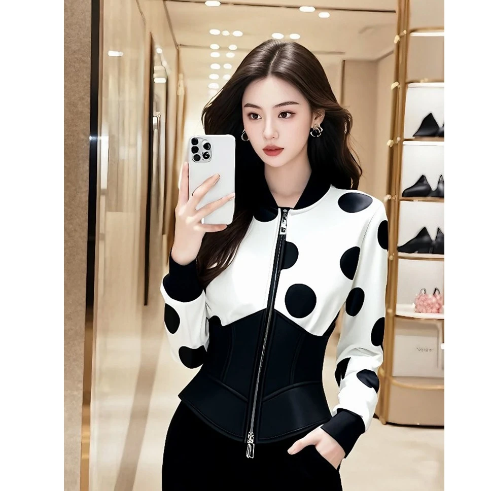 白色波点卫衣外套超好看独特漂亮气质洋气时尚小香风上衣女2025春