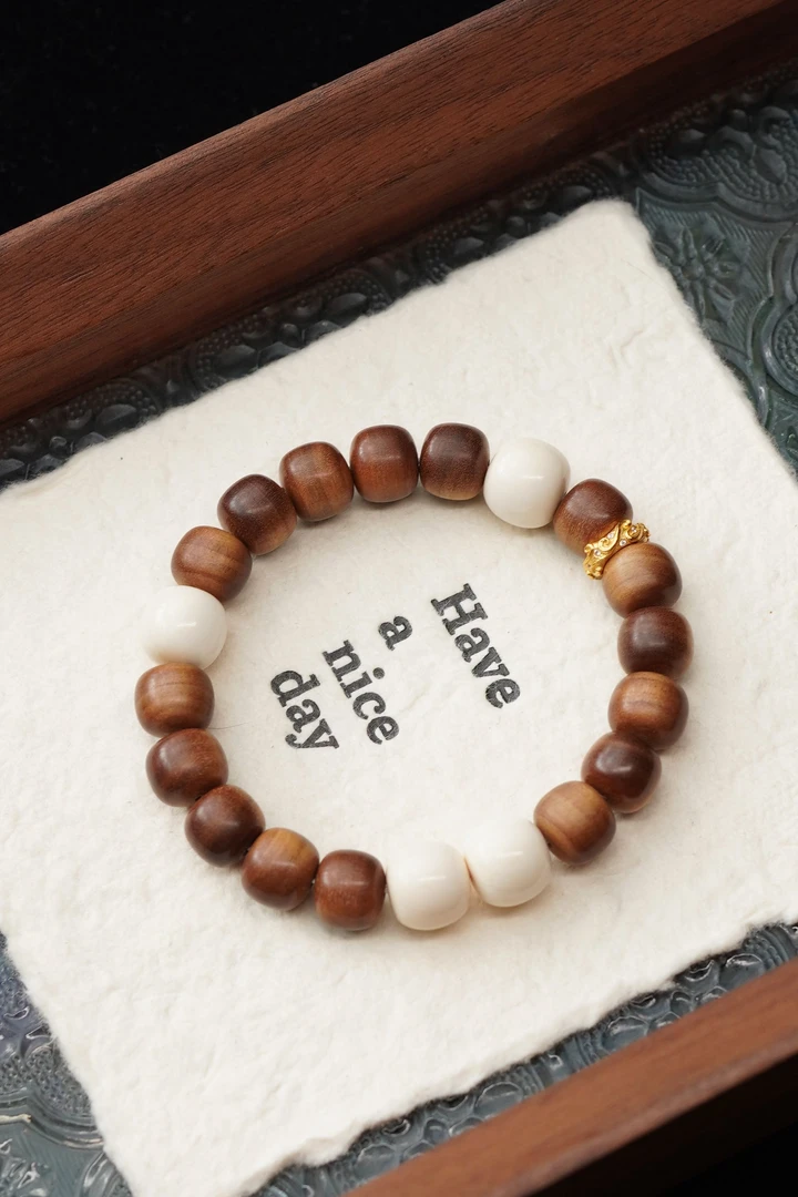 传承 天然猛犸牙10*11老型珠老山9*10mm单圈手串